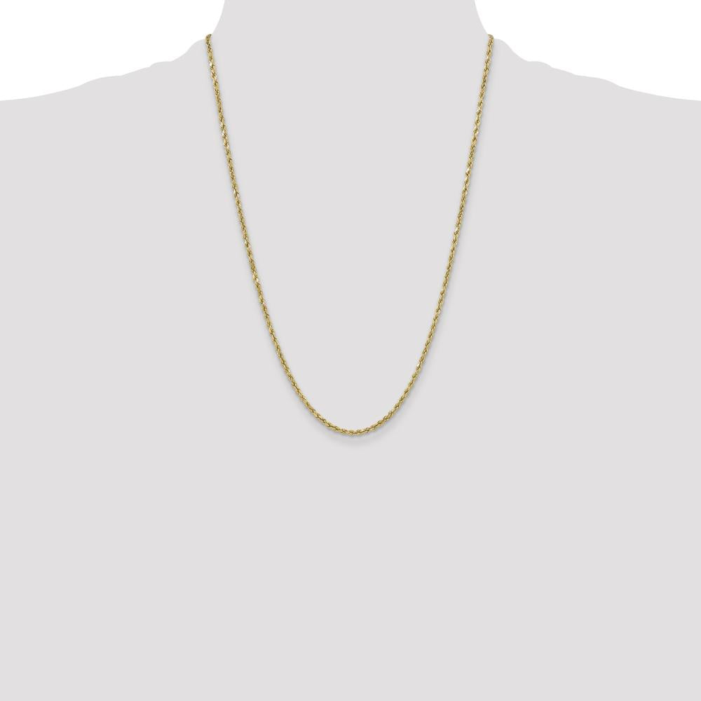 14K Yellow Gold 24" Diamond-Cut Rope Chain - 3mm Width, Lobster Clasp by Oro Pregiato