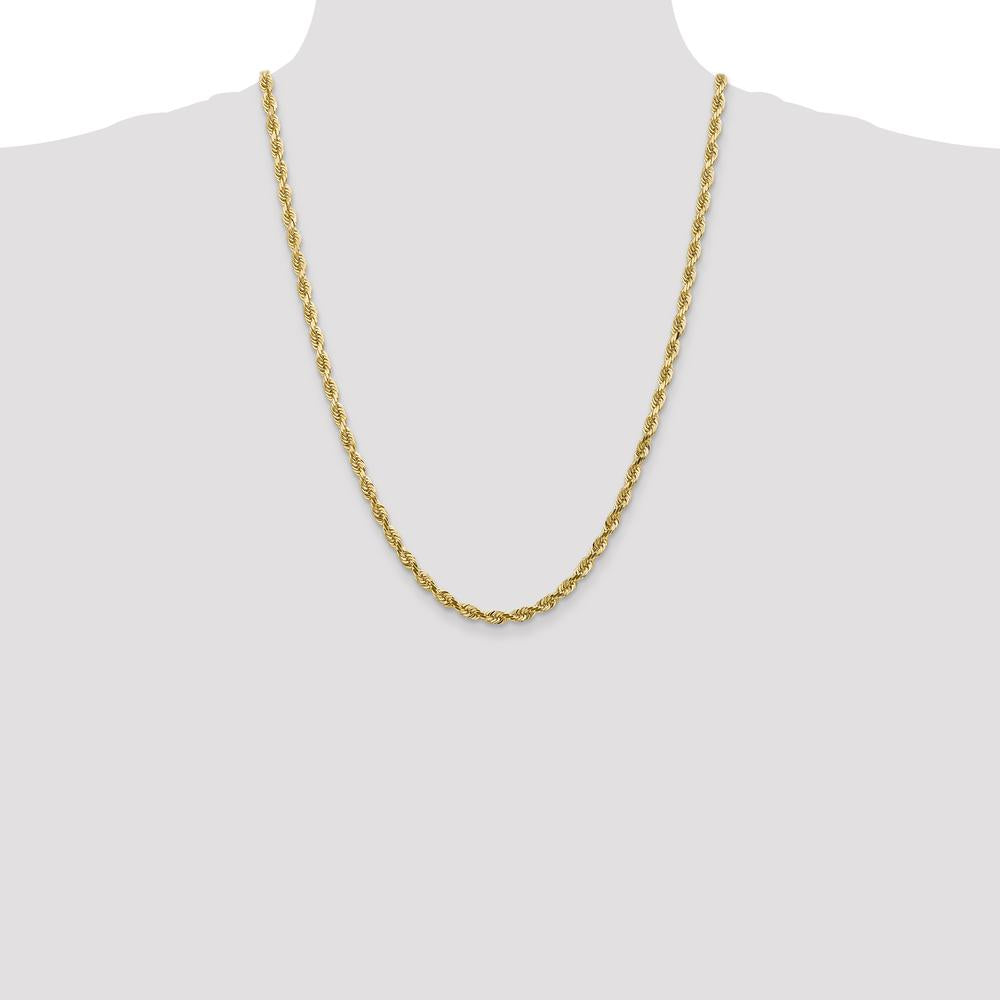 14K Yellow Gold 24" Diamond-Cut Rope Chain - 4.5mm Width by Oro Pregiato