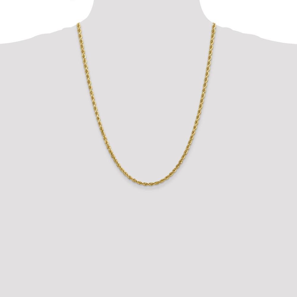 14K Yellow Gold 24" Diamond-cut Rope Chain - 4mm Width