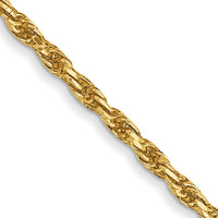14K Yellow Gold 24" Diamond-Cut Rope Chain Necklace - 1.3mm Width by Oro Pregiato