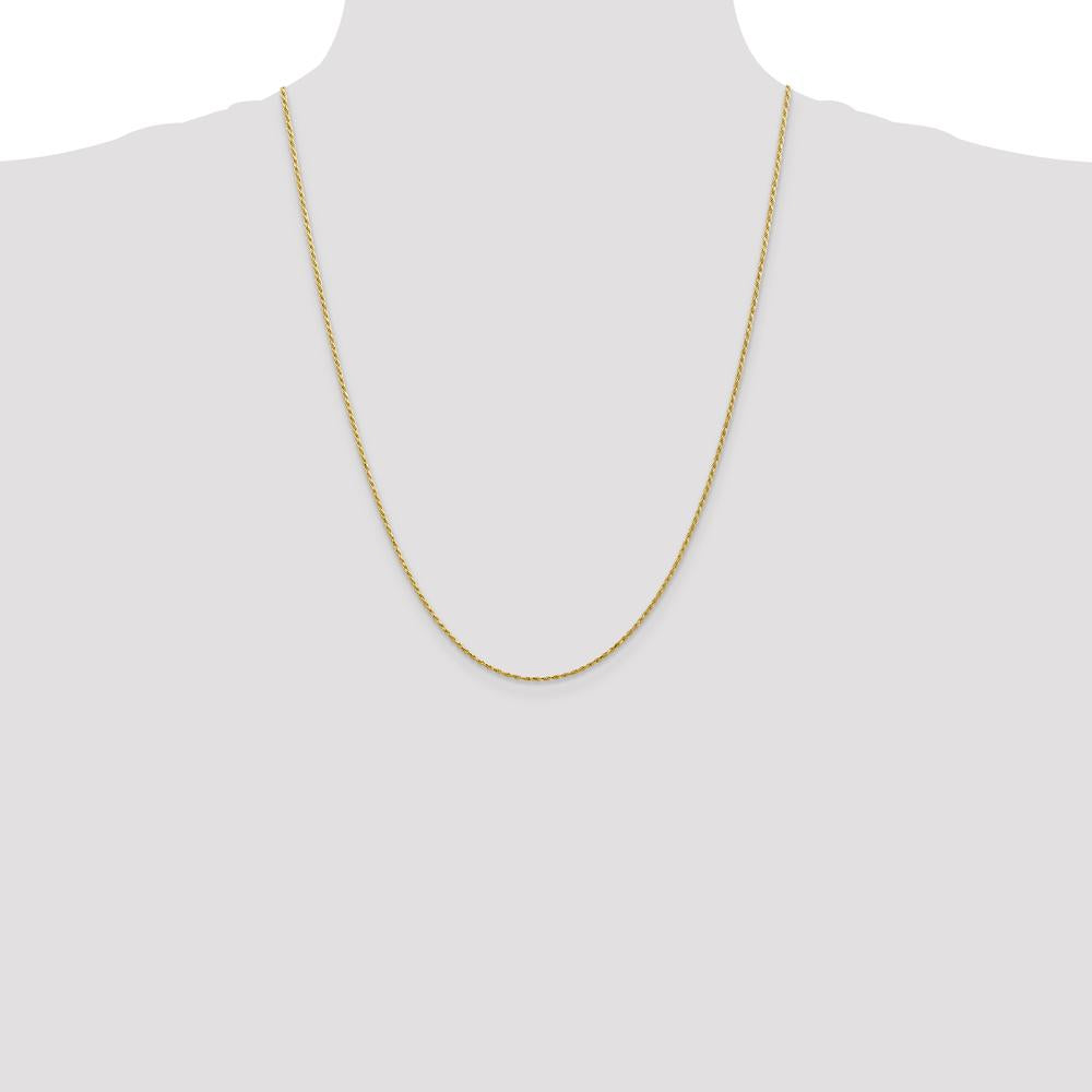 14K Yellow Gold 24" Diamond-Cut Rope Chain Necklace - 1.3mm Width by Oro Pregiato