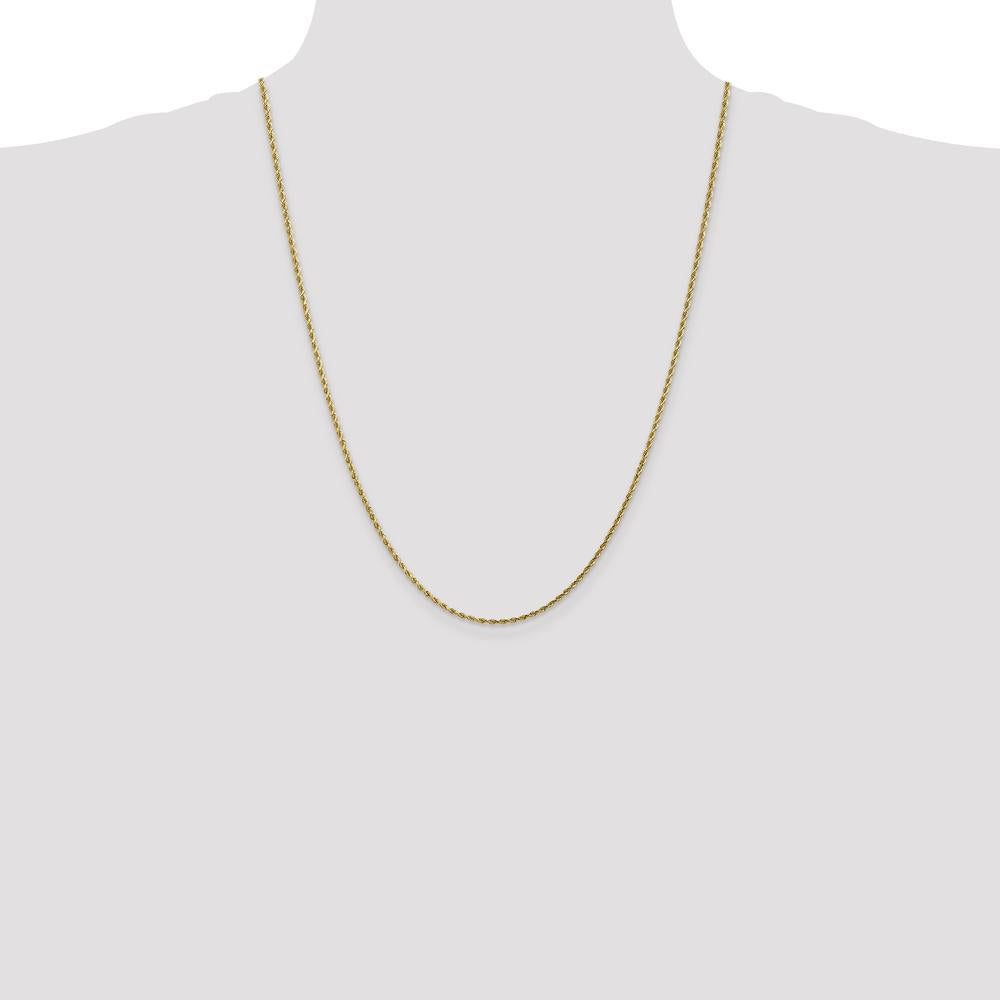 14K Yellow Gold 24" Diamond-Cut Rope Chain Necklace - 1.75mm Width, Lobster Clasp