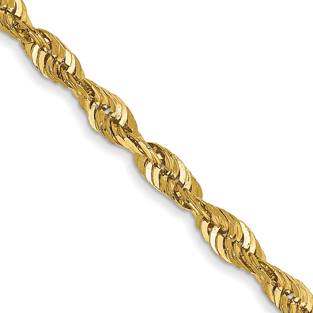 14K Yellow Gold 24" Diamond-Cut Rope Chain Necklace - 2.5mm Width with Lobster Clasp by Oro Pregiato
