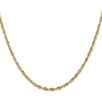 14K Yellow Gold 24" Diamond-Cut Rope Chain Necklace - 2.5mm Width with Lobster Clasp by Oro Pregiato