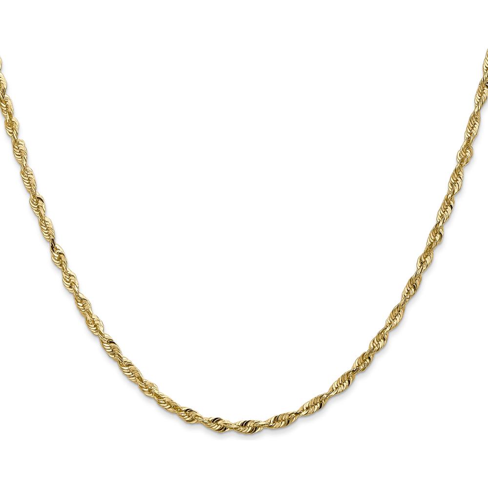 14K Yellow Gold 24" Diamond-Cut Rope Chain Necklace - 2.5mm Width with Lobster Clasp by Oro Pregiato