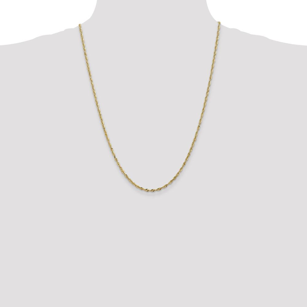 14K Yellow Gold 24" Diamond-Cut Rope Chain Necklace - 2.5mm Width with Lobster Clasp by Oro Pregiato