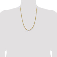 14K Yellow Gold 24" Diamond-Cut Rope Chain Necklace - 3.75mm Width with Lobster Clasp