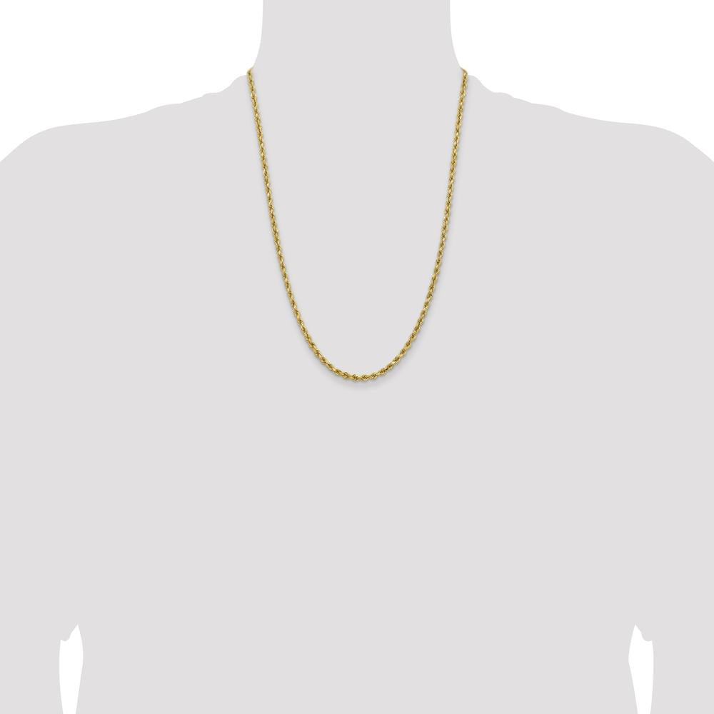 14K Yellow Gold 24" Diamond-Cut Rope Chain Necklace - 3.75mm Width with Lobster Clasp