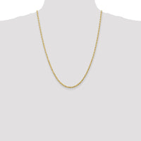 14K Yellow Gold 24" Diamond-Cut Rope Chain Necklace - 3mm Width by Oro Pregiato