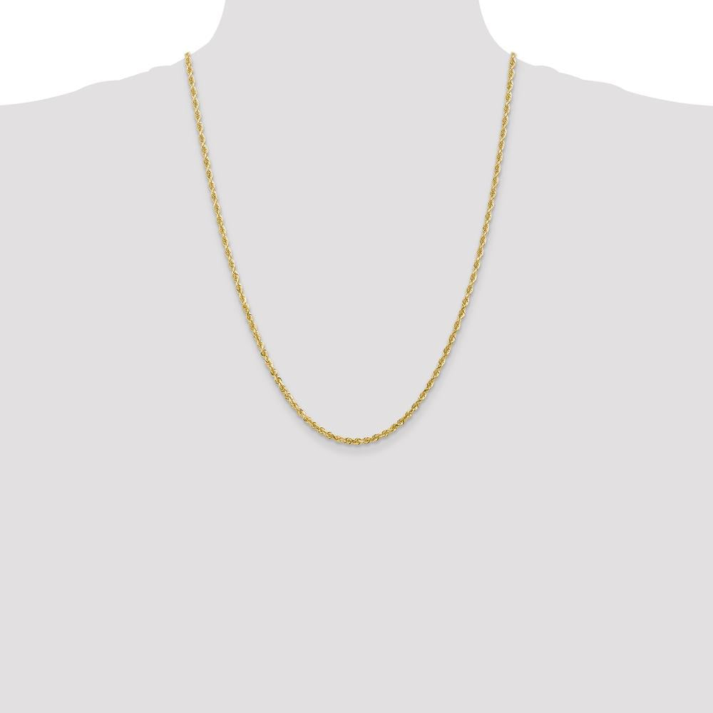 14K Yellow Gold 24" Diamond-Cut Rope Chain Necklace - 3mm Width by Oro Pregiato