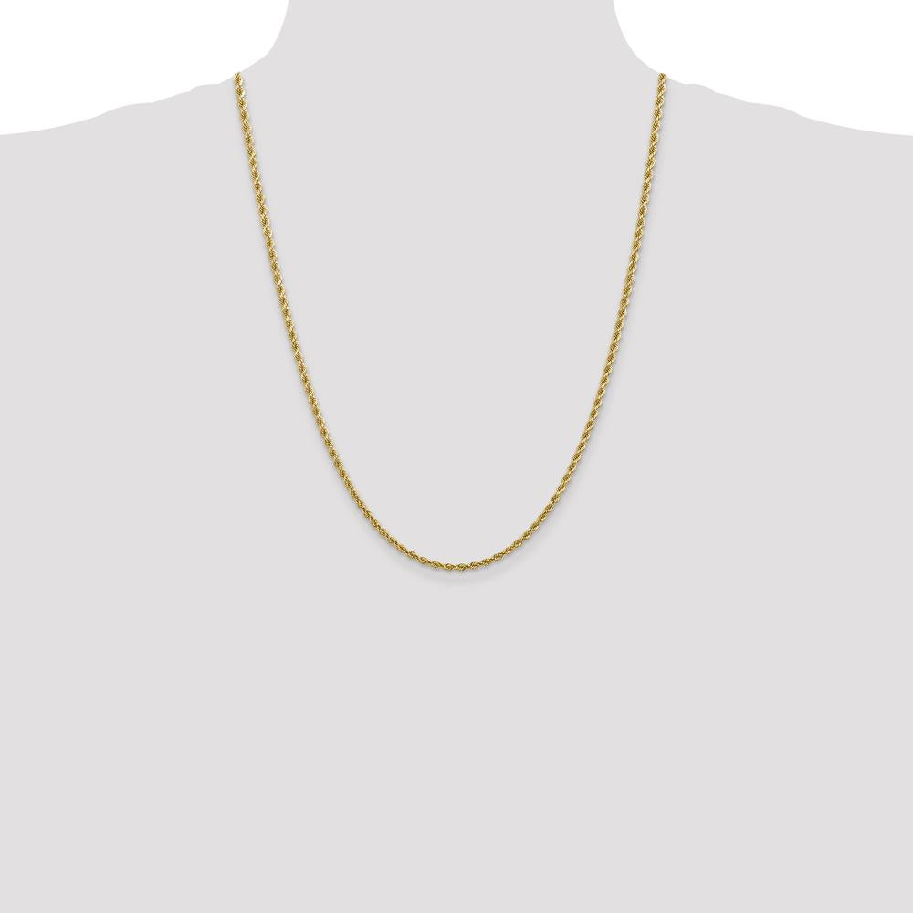 14K Yellow Gold 24" Diamond-Cut Rope Chain Necklace with Lobster Clasp - 2.75mm