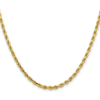 14K Yellow Gold 24" Diamond-Cut Rope Chain Necklace with Lobster Clasp - 3.25mm