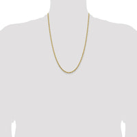 14K Yellow Gold 24" Diamond-Cut Rope Chain Necklace with Lobster Clasp - 3.25mm