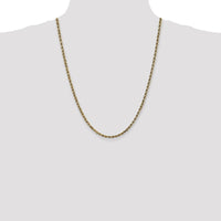 14K Yellow Gold 24" Diamond-Cut Rope Chain Necklace with Lobster Clasp - 3.5mm Solid Handcrafted Design