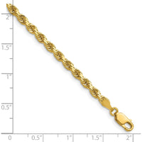 14K Yellow Gold 24" Diamond-Cut Rope Chain Necklace with Lobster Clasp - 3.5mm Solid Handcrafted Design