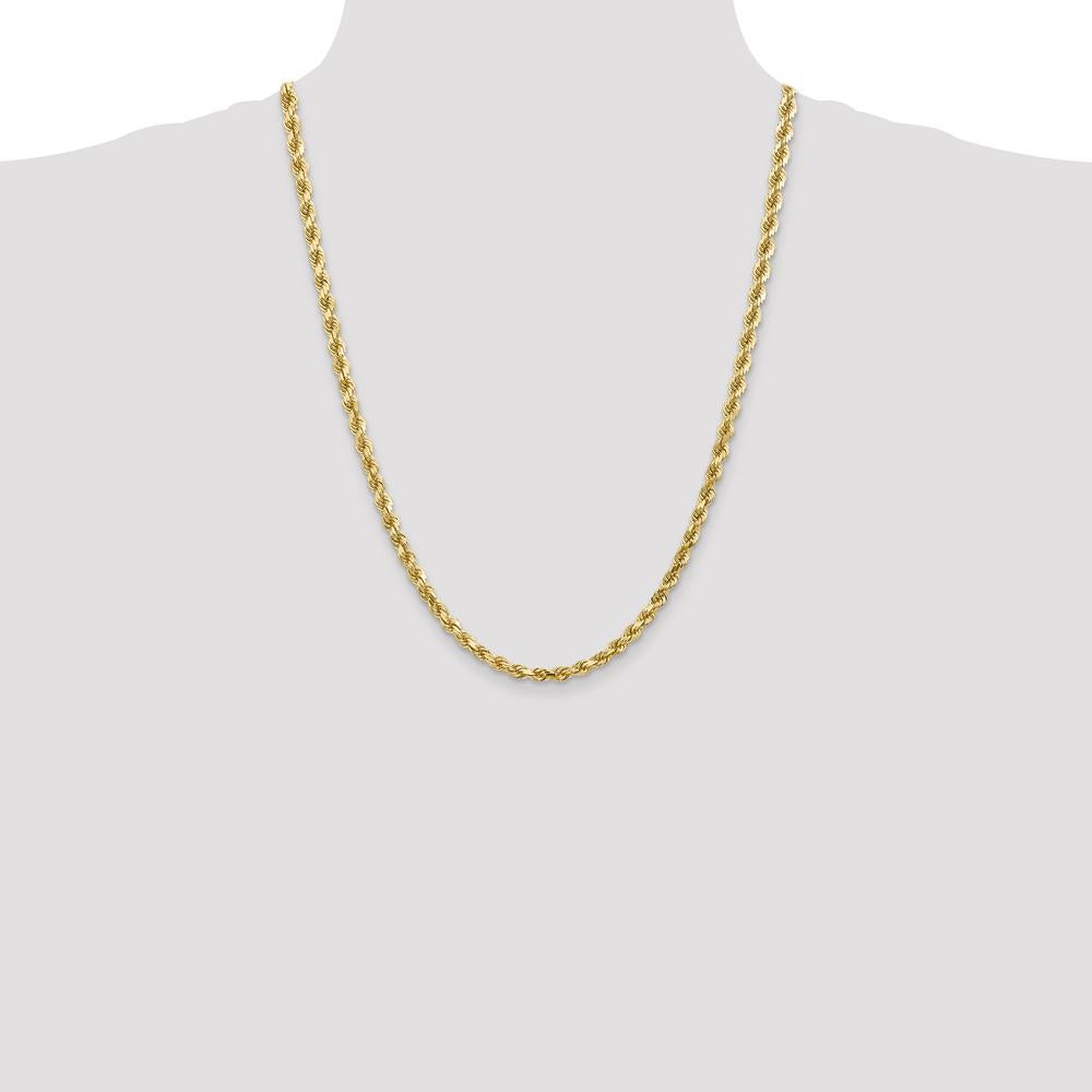 14K Yellow Gold 24" Diamond-Cut Rope Chain Necklace with Lobster Clasp - 4.5mm Width