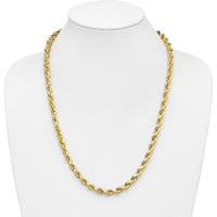 14K Yellow Gold 24" Diamond-Cut Rope Chain with Fancy Lobster Clasp