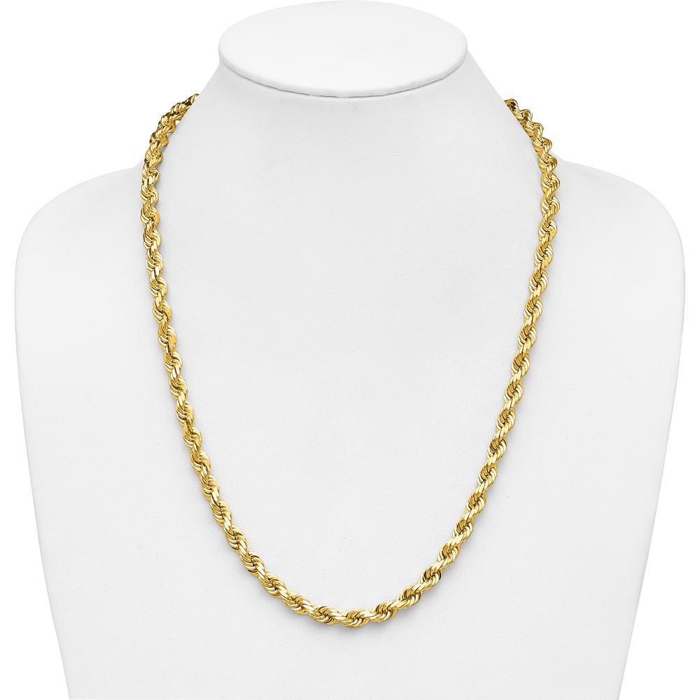 14K Yellow Gold 24" Diamond-Cut Rope Chain with Fancy Lobster Clasp