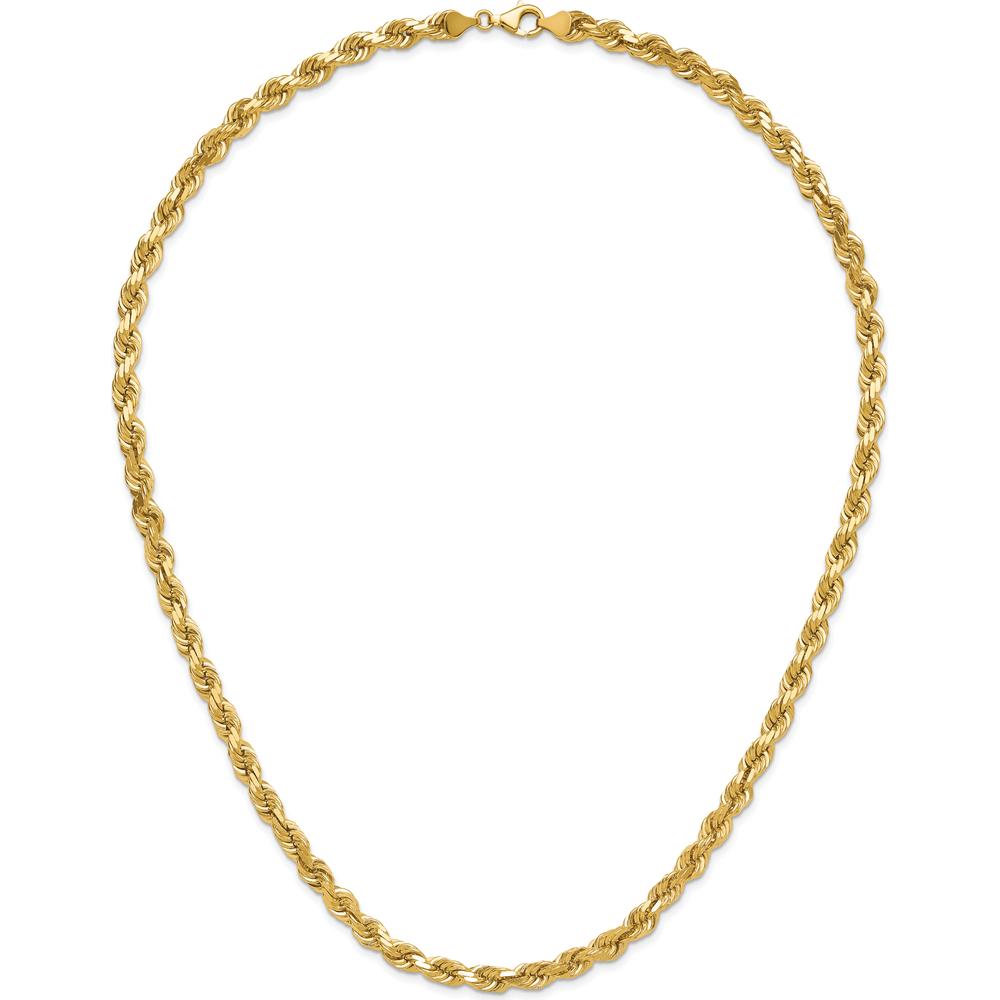 14K Yellow Gold 24" Diamond-Cut Rope Chain with Fancy Lobster Clasp
