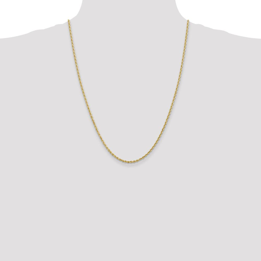 14K Yellow Gold 24" Diamond-Cut Rope Chain with Lobster Clasp - 2.25mm Width by Oro Pregiato