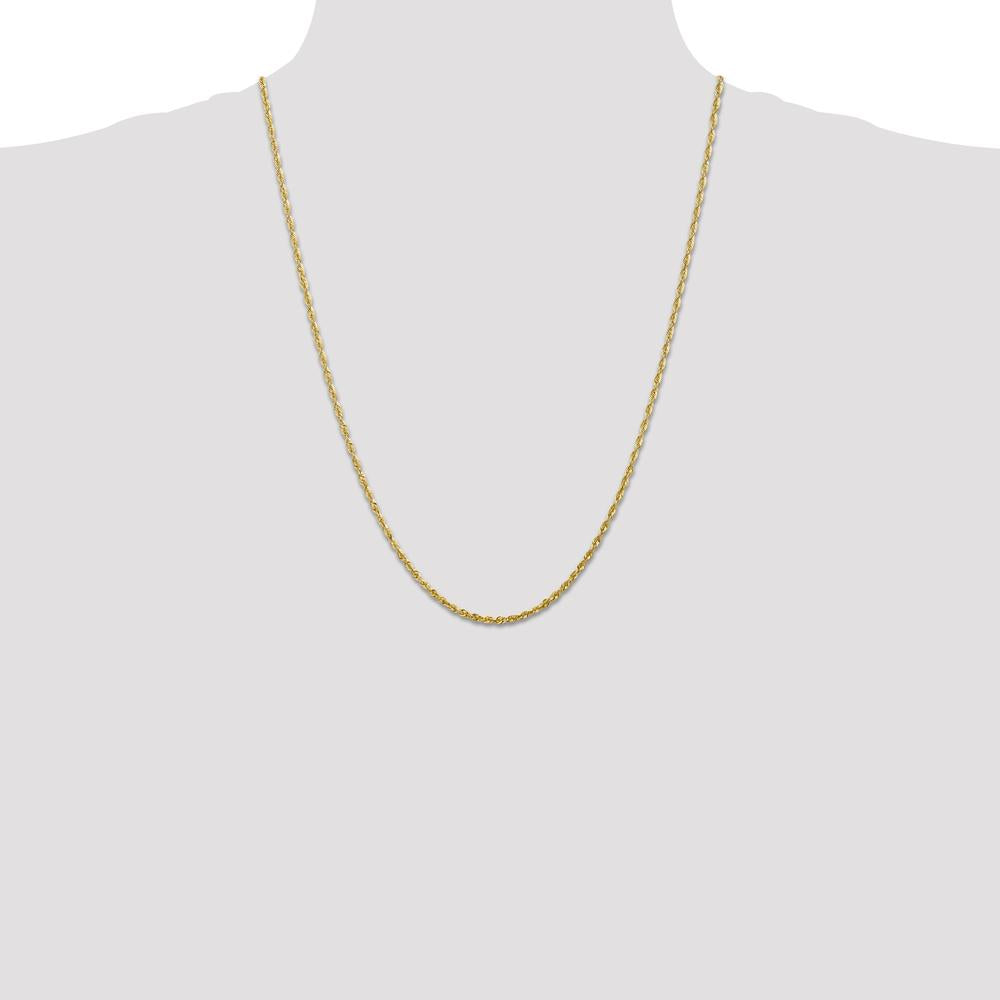 14K Yellow Gold 24" Diamond-Cut Rope Chain with Lobster Clasp - 2.5mm Width by Oro Pregiato