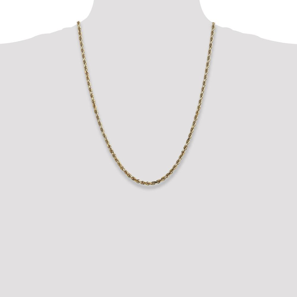 14K Yellow Gold 24" Diamond-Cut Rope Chain with Lobster Clasp - 4mm Width by Oro Pregiato