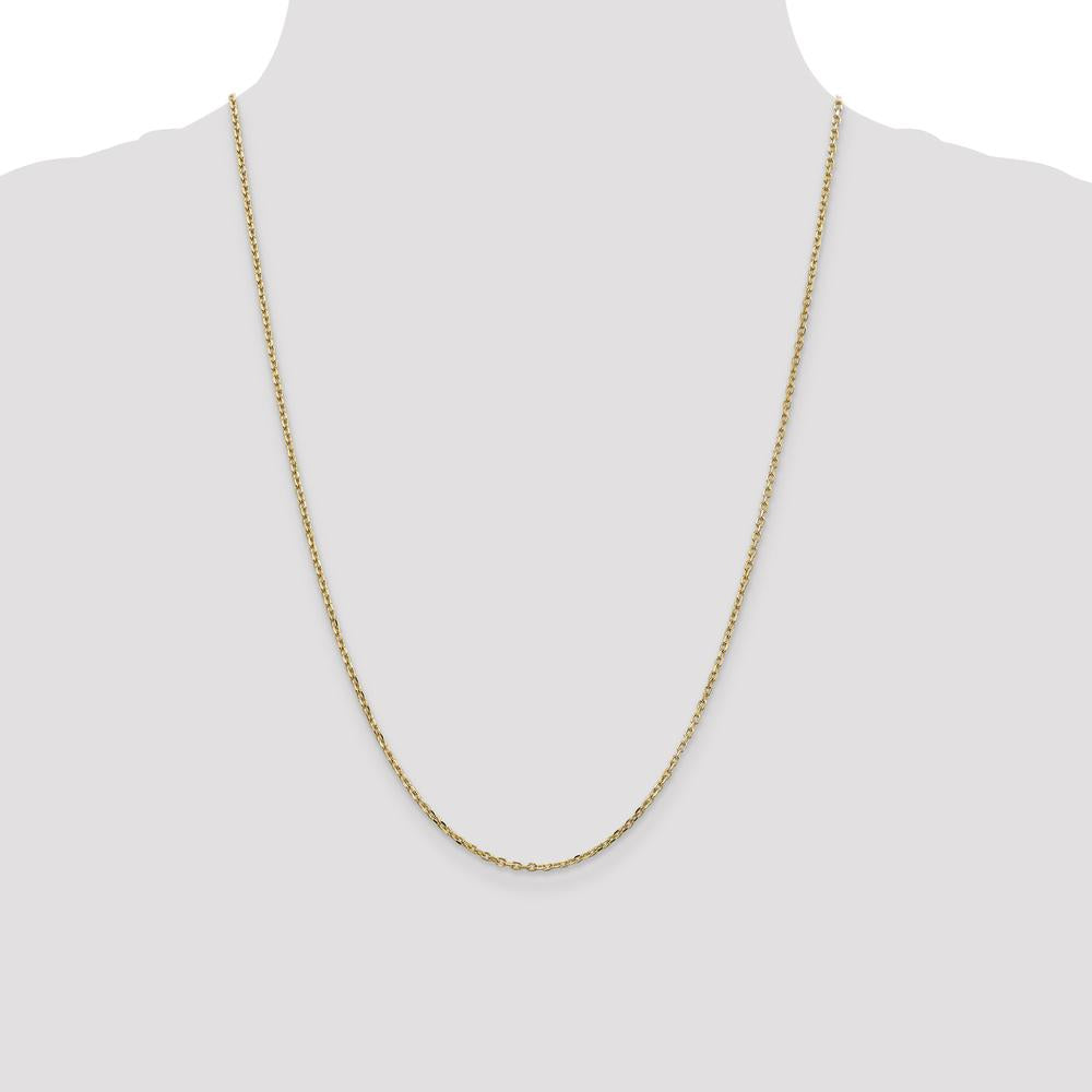 14K Yellow Gold 24" Diamond-Cut Round Open Link Cable Chain Necklace - 1.8mm Width by Oro Pregiato