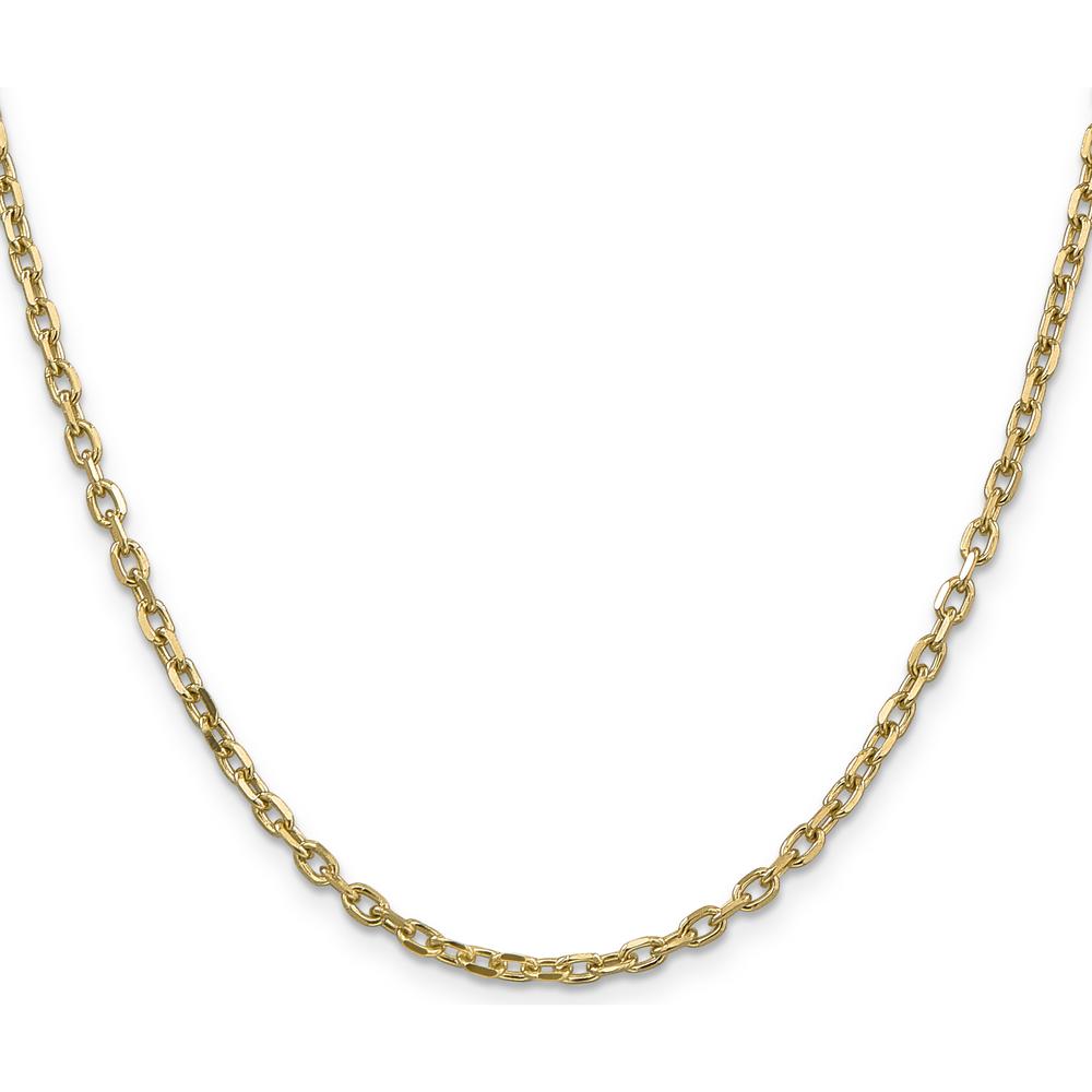 14K Yellow Gold 24" Diamond-Cut Round Open Link Cable Chain Necklace with Lobster Clasp by Oro Pregiato