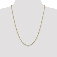 14K Yellow Gold 24" Diamond-Cut Round Open Link Cable Chain Necklace with Lobster Clasp by Oro Pregiato
