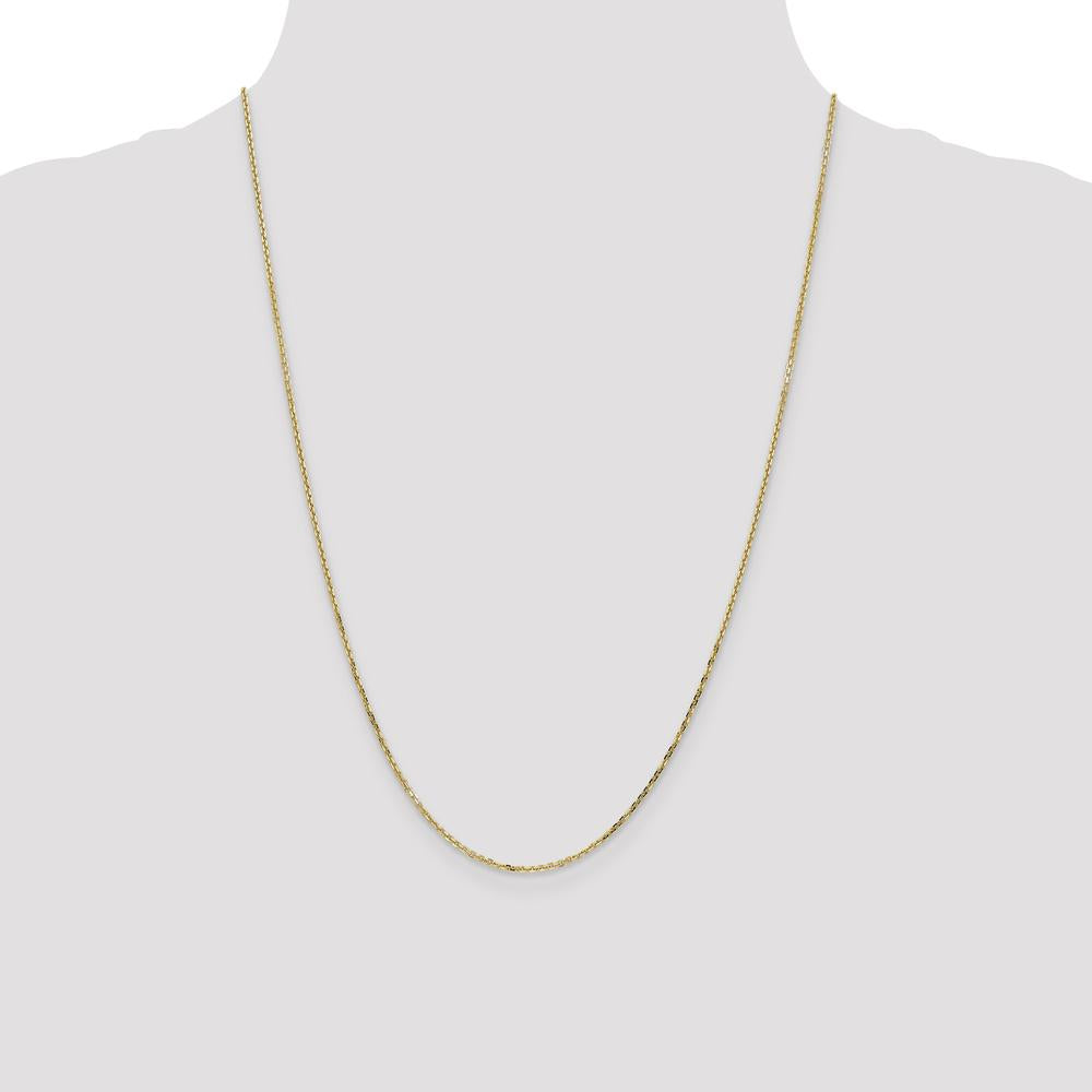 14K Yellow Gold 24" Diamond-Cut Round Open Link Cable Chain with Lobster Clasp by Oro Pregiato