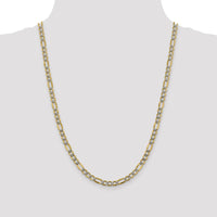 14K Yellow Gold 24" Figaro Chain Necklace with Rhodium Pave Texture - 5.25mm Width by Oro Pregiato