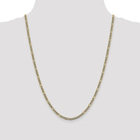 14K Yellow Gold 24" Figaro Chain with Rhodium Pave Accents by Oro Pregiato