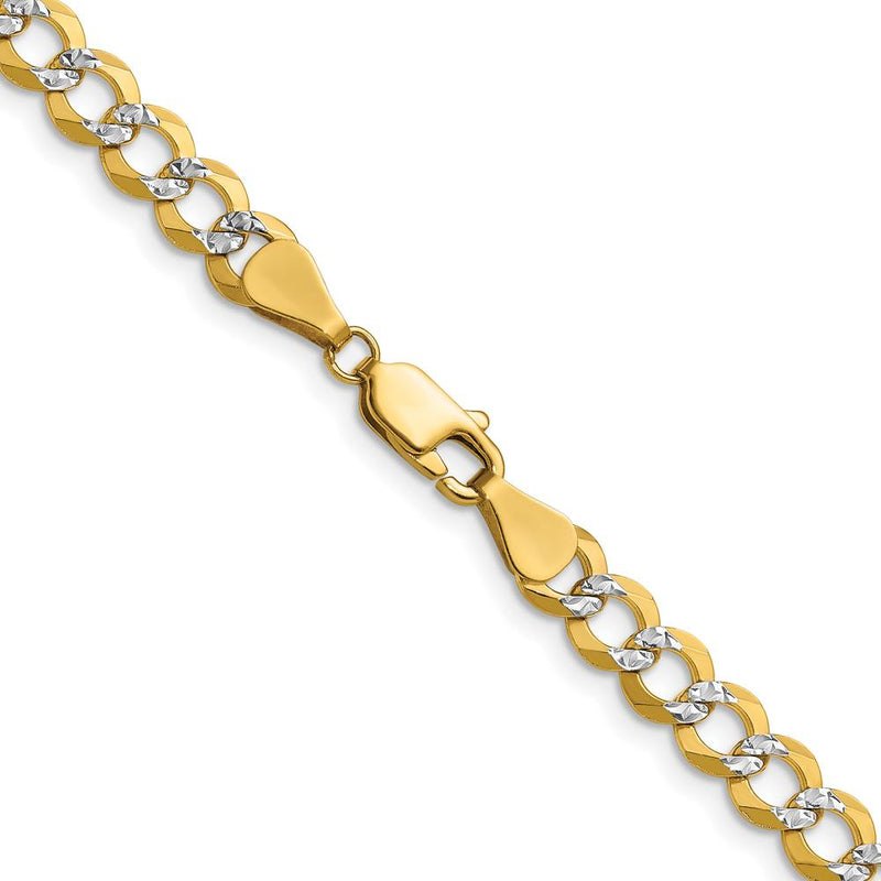 14K Yellow Gold 24" Flat Cuban Chain with Pave Texture - 5.9mm Width by Oro Pregiato