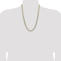 14K Yellow Gold 24" Flat Cuban Chain with Pave Texture - 5.9mm Width by Oro Pregiato