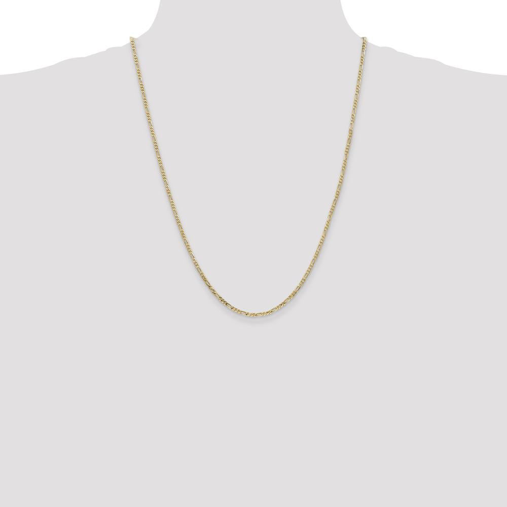 14K Yellow Gold 24" Flat Figaro Chain - 2.25mm Width with Lobster Clasp by Oro Pregiato