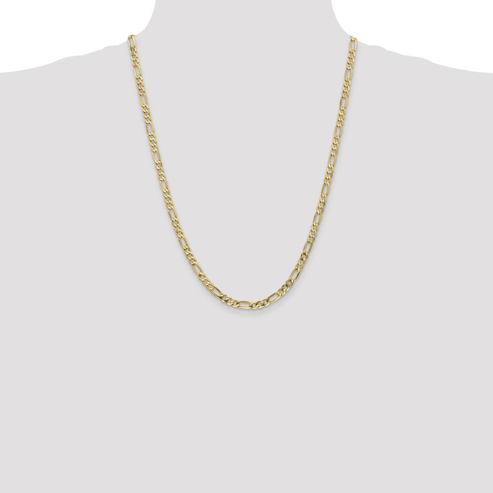 14K Yellow Gold 24" Flat Figaro Chain - 4.75mm Width with Lobster Clasp by Oro Pregiato