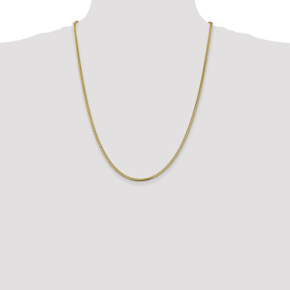 14K Yellow Gold 24" Franco Chain Necklace - 2.3mm Width with Lobster Clasp by Oro Pregiato