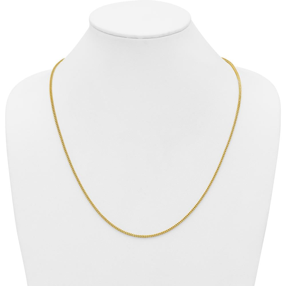 14K Yellow Gold 24" Franco Chain Necklace with Lobster Clasp - 1.5mm Width by Oro Pregiato