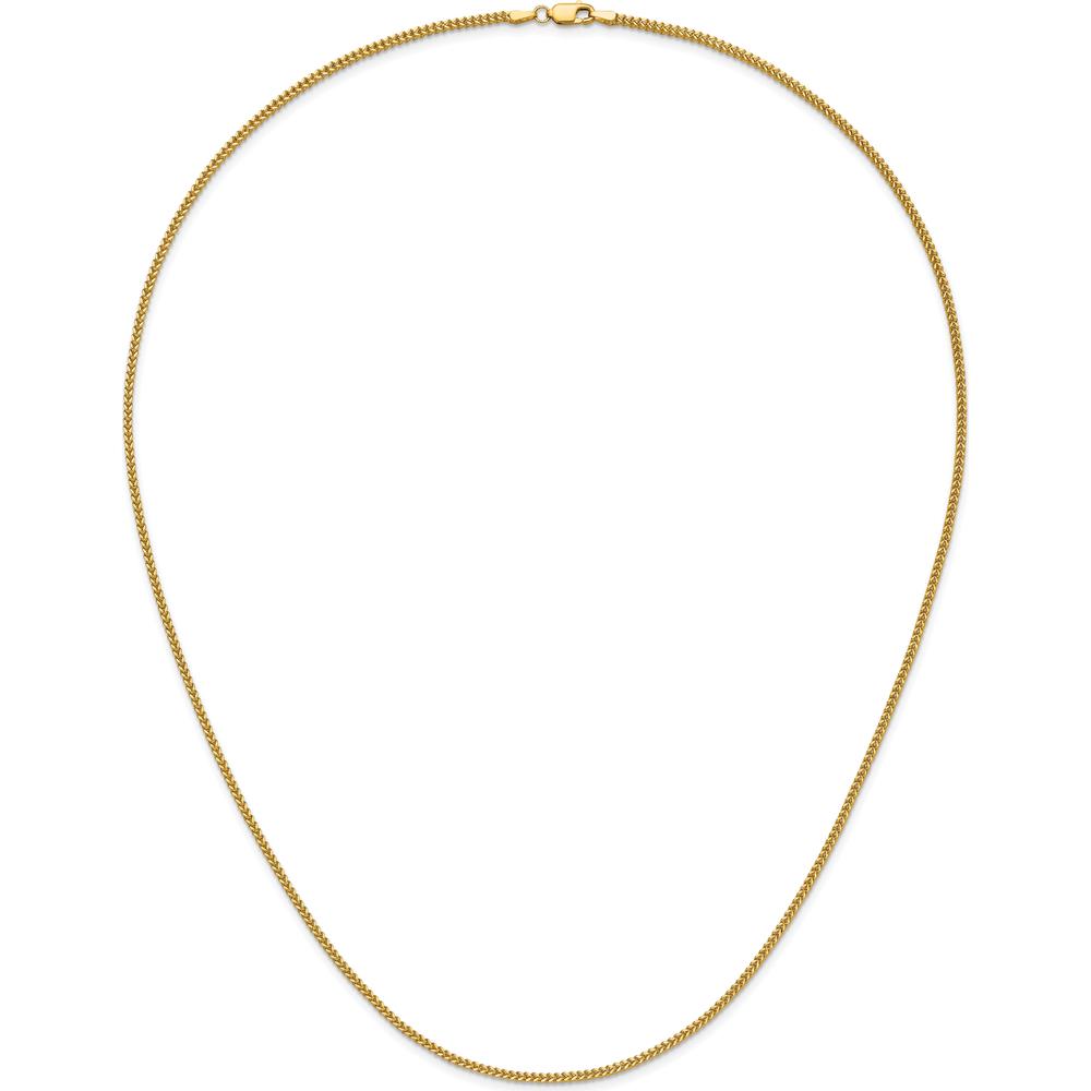 14K Yellow Gold 24" Franco Chain Necklace with Lobster Clasp - 1.5mm Width by Oro Pregiato
