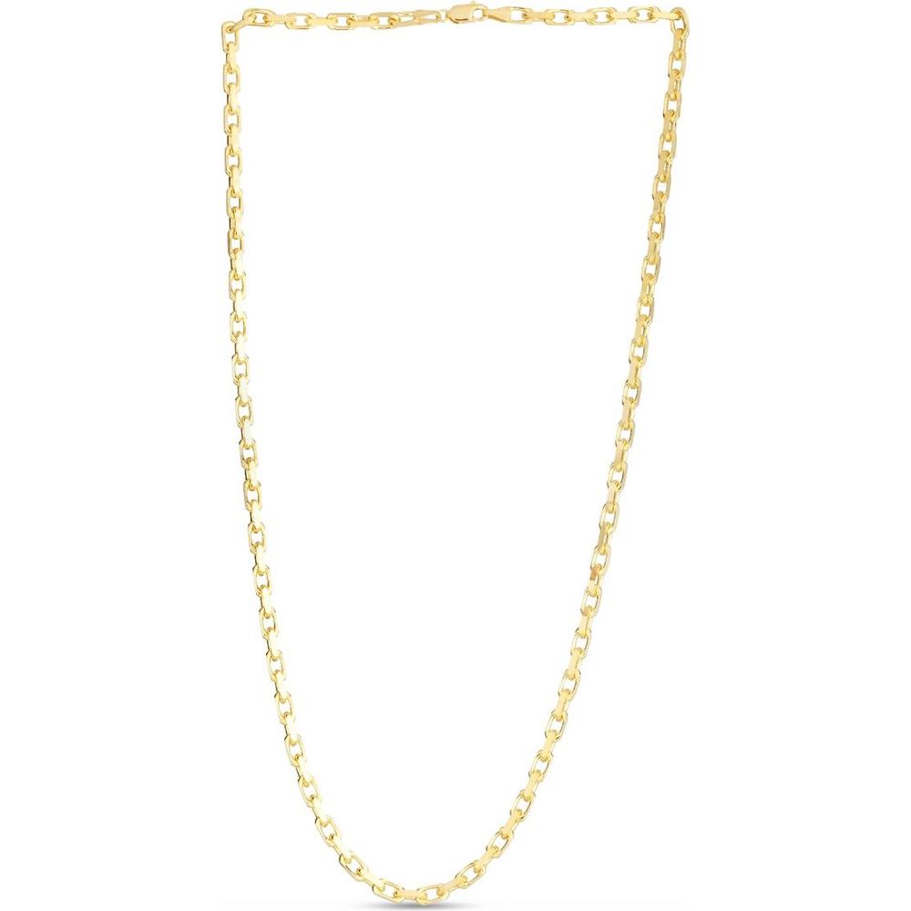 14K Yellow Gold 24" French Cable Chain Necklace with Polished Finish and Lobster Clasp - 3.6mm Width by Orozza Fine Jewelry