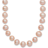14K Yellow Gold 24" Freshwater Cultured Pearl Necklace - 7-8mm Pink Pearls by Monteluci Fine Jewelry