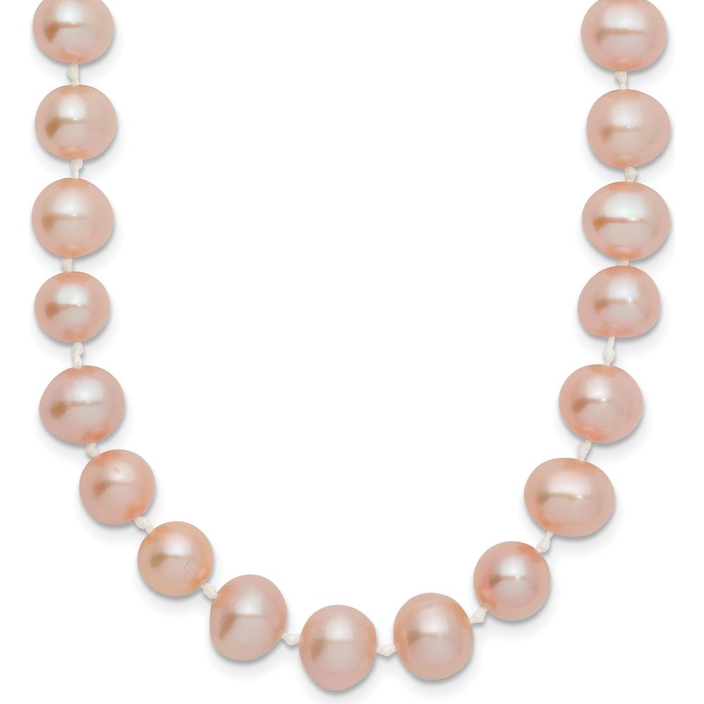 14K Yellow Gold 24" Freshwater Cultured Pearl Necklace - 7-8mm Pink Pearls by Monteluci Fine Jewelry
