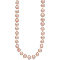 14K Yellow Gold 24" Freshwater Cultured Pearl Necklace - 7-8mm Pink Pearls by Monteluci Fine Jewelry