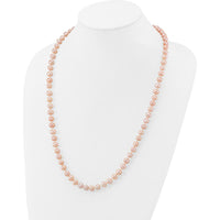 14K Yellow Gold 24" Freshwater Cultured Pearl Necklace - 7-8mm Pink Pearls by Monteluci Fine Jewelry