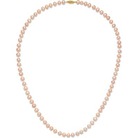 14K Yellow Gold 24" Freshwater Cultured Pearl Necklace - 7-8mm Pink Pearls by Monteluci Fine Jewelry