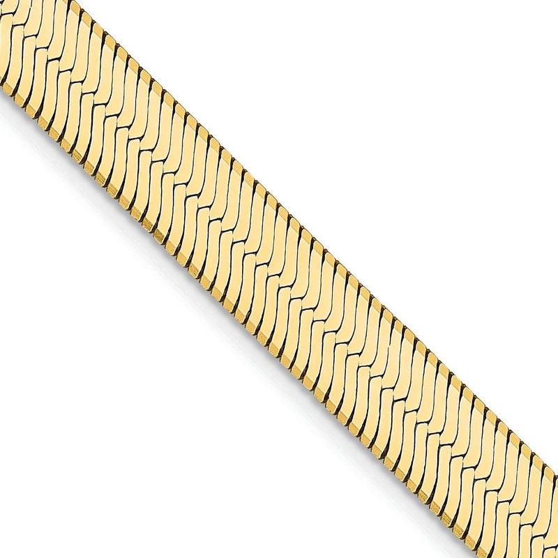 14K Yellow Gold 24" Herringbone Chain Necklace - 6.5mm Width with Lobster Clasp by 0