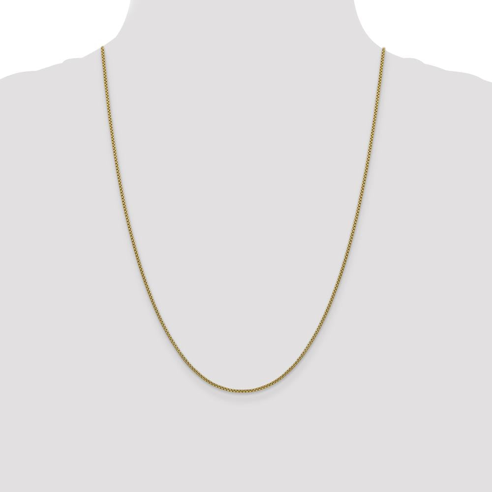 14K Yellow Gold 24-Inch 1.5mm Semi-Solid Box Chain with Lobster Clasp by Oro Pregiato