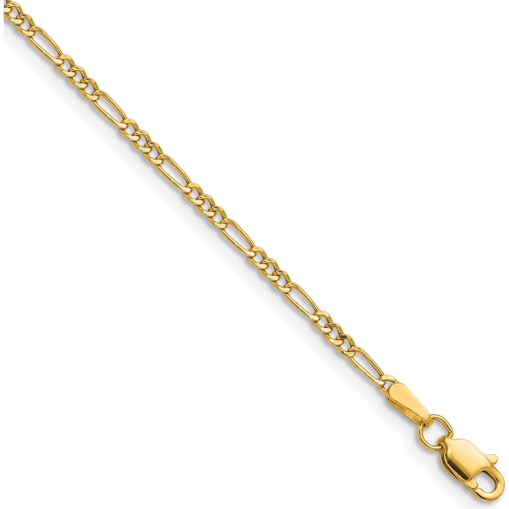 14K Yellow Gold 24-Inch 1.9mm Semi-Solid Figaro Chain Necklace by Oro Pregiato