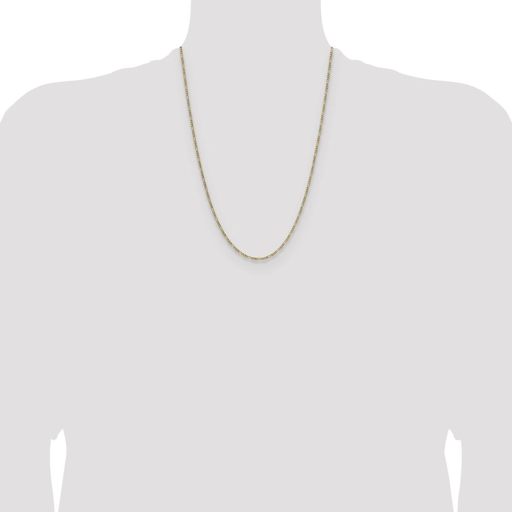 14K Yellow Gold 24-Inch 1.9mm Semi-Solid Figaro Chain Necklace by Oro Pregiato