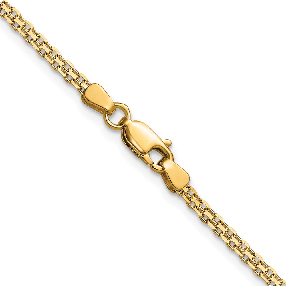 14K Yellow Gold 24-Inch 2.2mm Flat Bismark Chain Necklace by Oro Pregiato